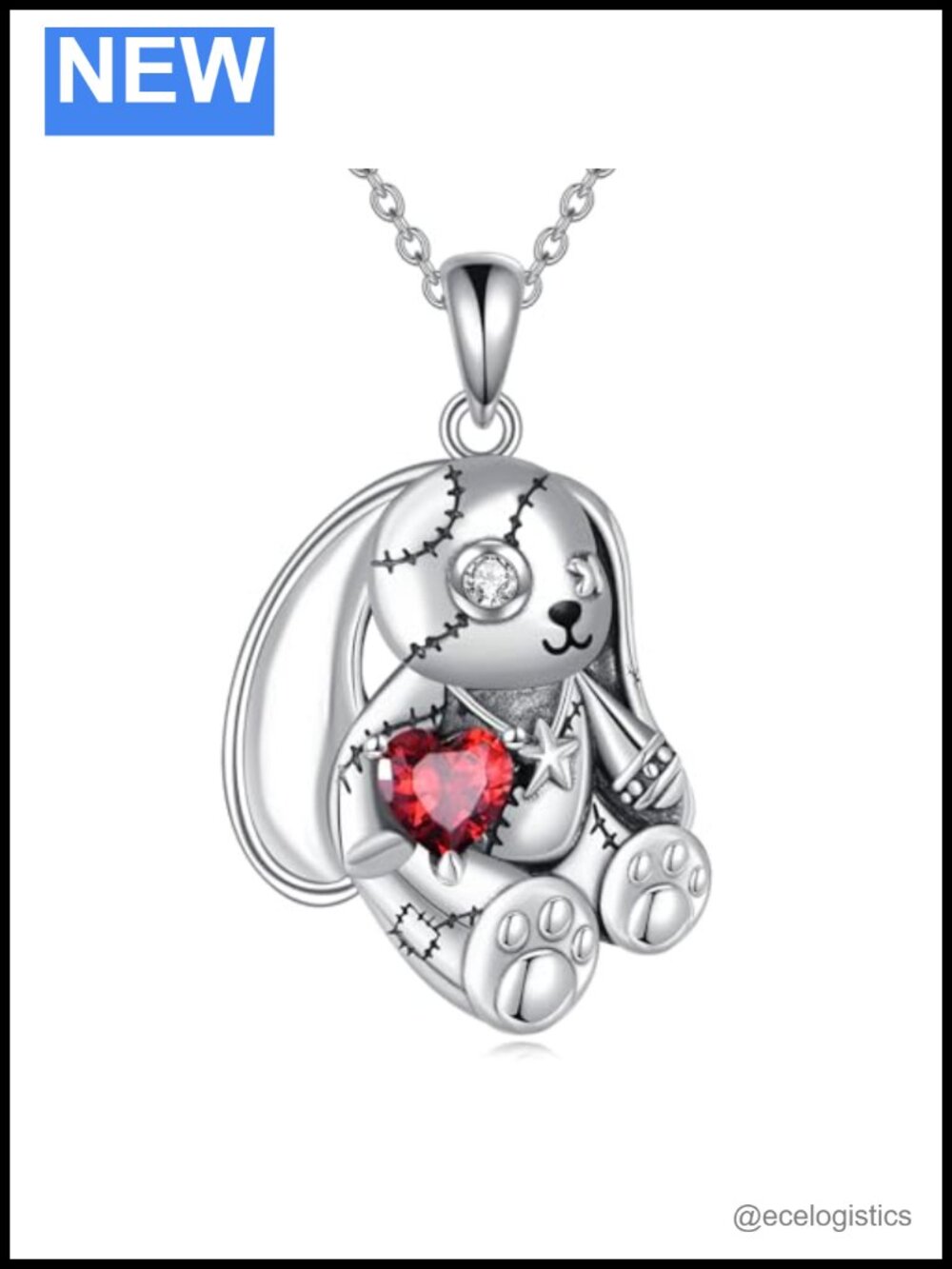 Sterling Silver Bunny Pendant Necklace Gothic Jewelry for Women Adjustable